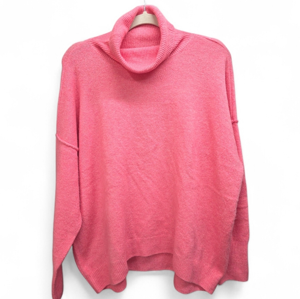 Vince Camuto Pink Cowl Neck Sweater Women's Large Cozy Oversized Knit Cozy Chic